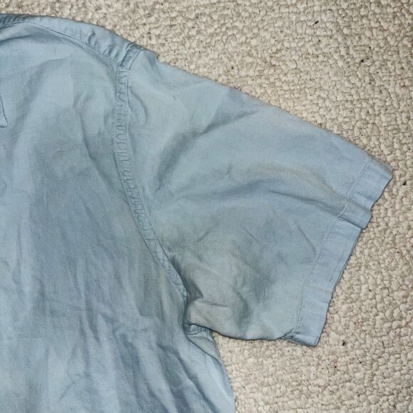 Dockers Short Sleeve Button Down Shirt Blue Men XL 17-17.5 Business Casual Work - Picture 3 of 5